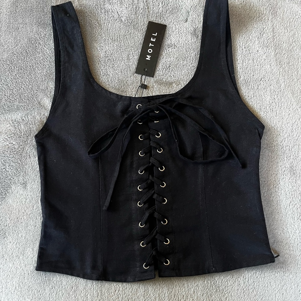 Motel Black Corset Top NWT